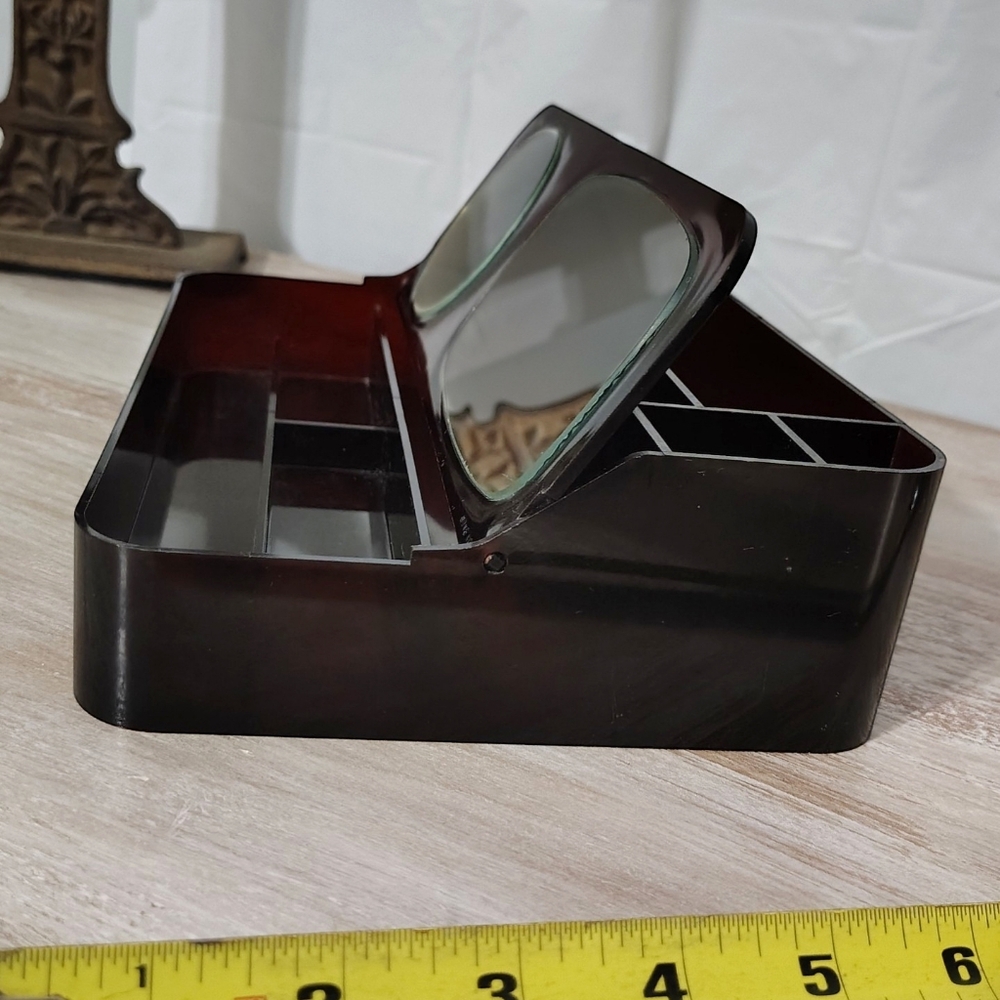vintage MCM (Mid-Century Modern) faux tortoiseshell lucite vanity tray Mirrors